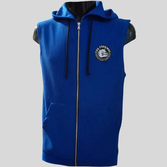 Gilet Con Zip E Cappuccio - Art. 5052 - S / Royal Blu / 95% Poliestere, 5% Elastan - Gilet Zip Cappuccio
