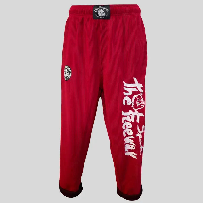 Pantaloni Allenamento Bodybuilding Rosso/Righe Nere Unisex Art.254 - XS / Rosso/Nero / 95% Poliestere, 5% Elastan
