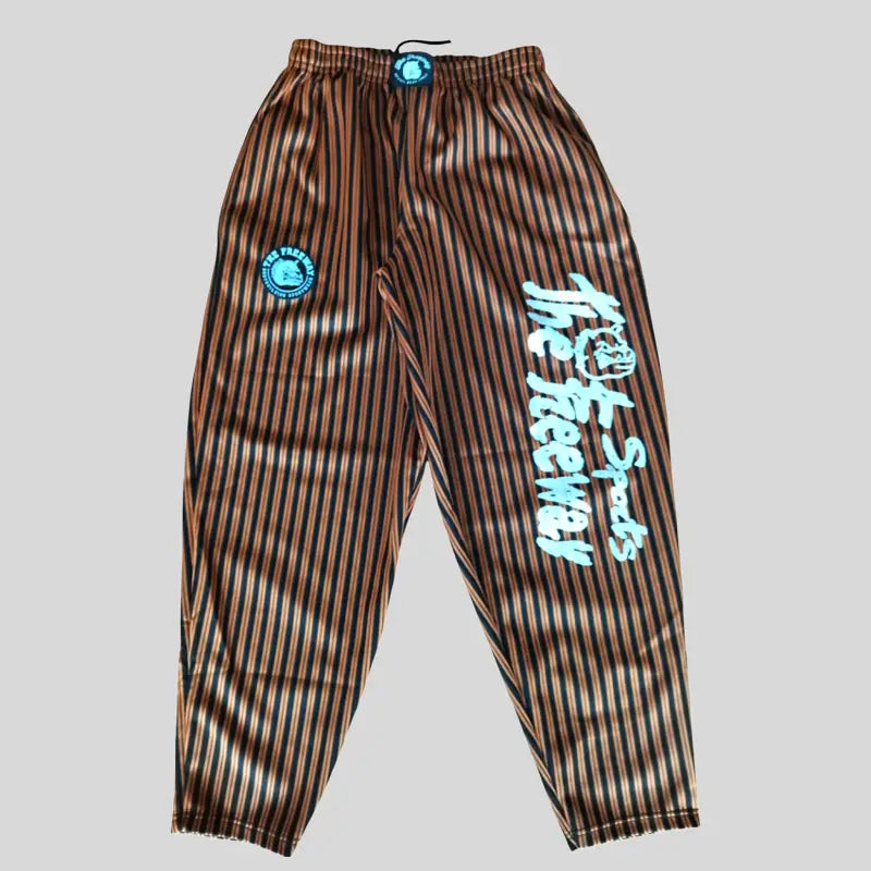 Pantaloni Allenamento Bodybuilding Senape/Righe Nere Unisex Art.253 - XS / Senape/Nero / 95% Poliestere, 5% Elastan