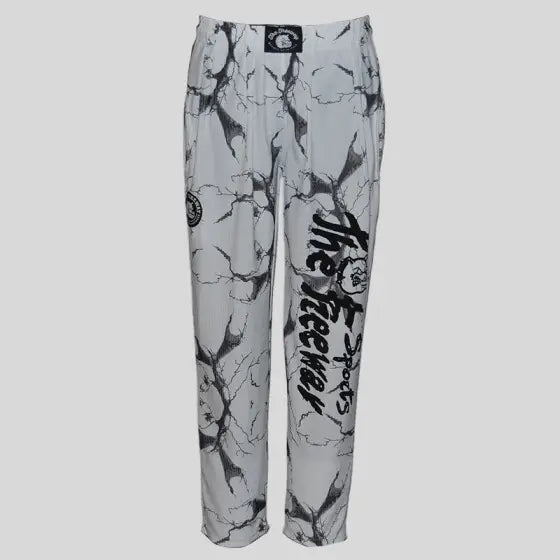 Pantaloni Allenamento Bodybuilding Unisex Bianco Marmorizzato - Art.252 - XS / Marmorizzato Bianco / 95% Poliestere, 5%
