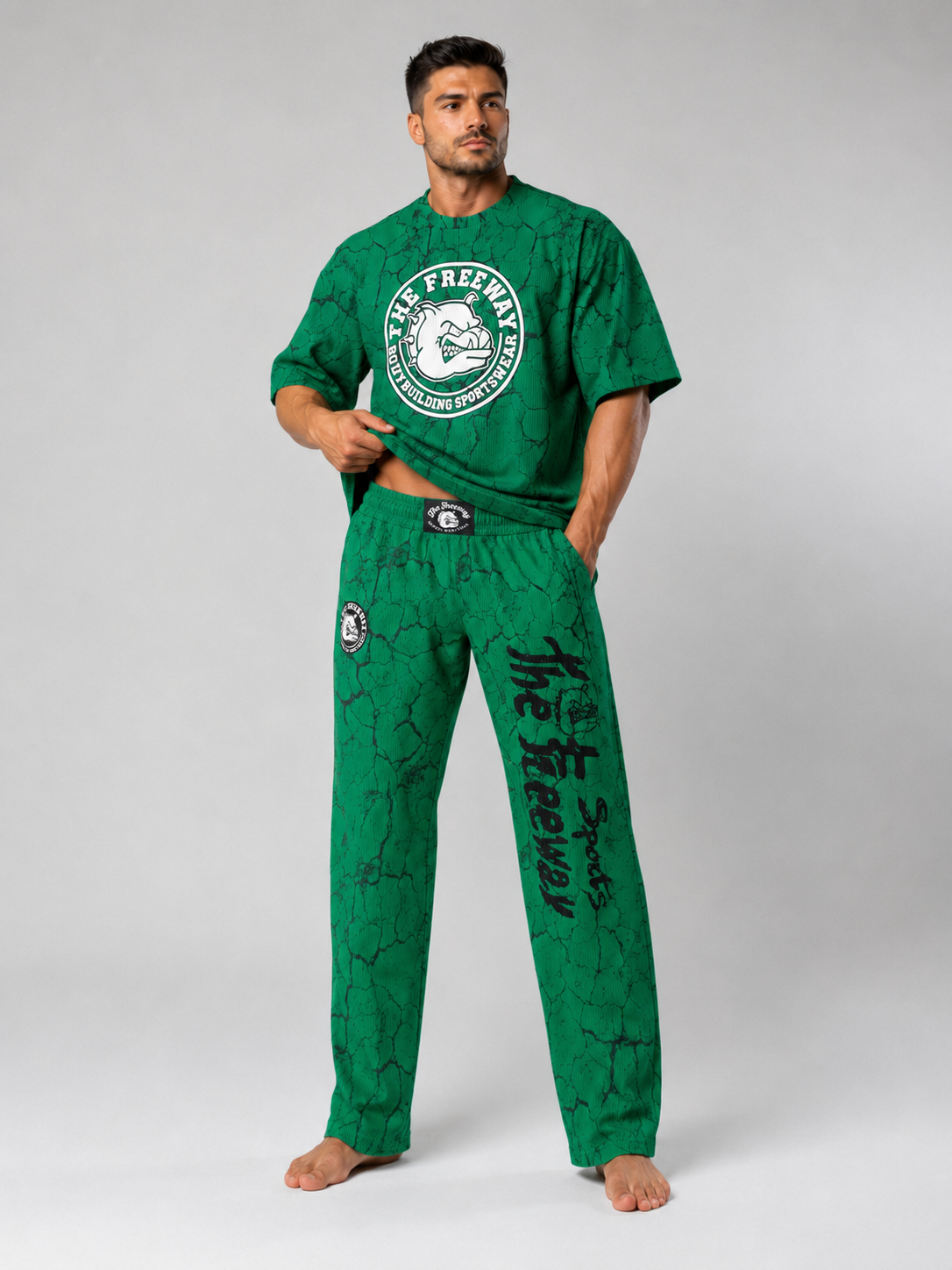 Pantaloni Allenamento Bodybuilding Unisex Verde Marmorizzato - Art.252