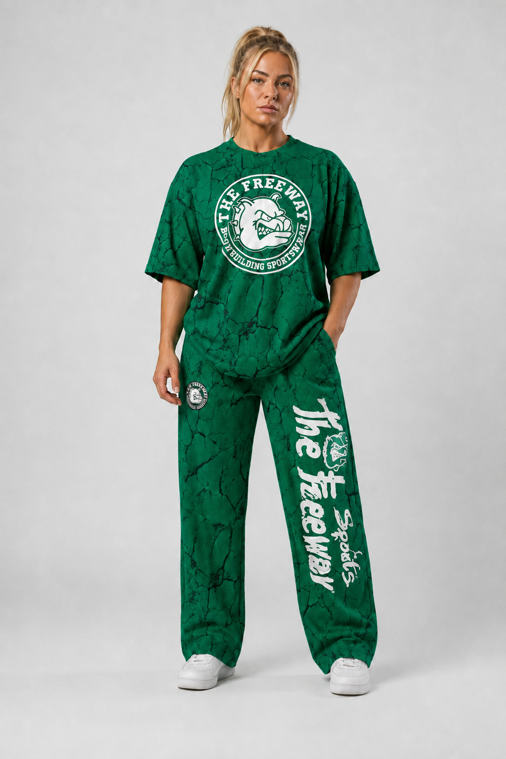 Pantaloni Allenamento Bodybuilding Unisex Verde Marmorizzato - Art.252