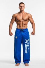 Pantaloni Allenamento Bodybuilding Azzurro/Riga Nera Unisex Art.254
