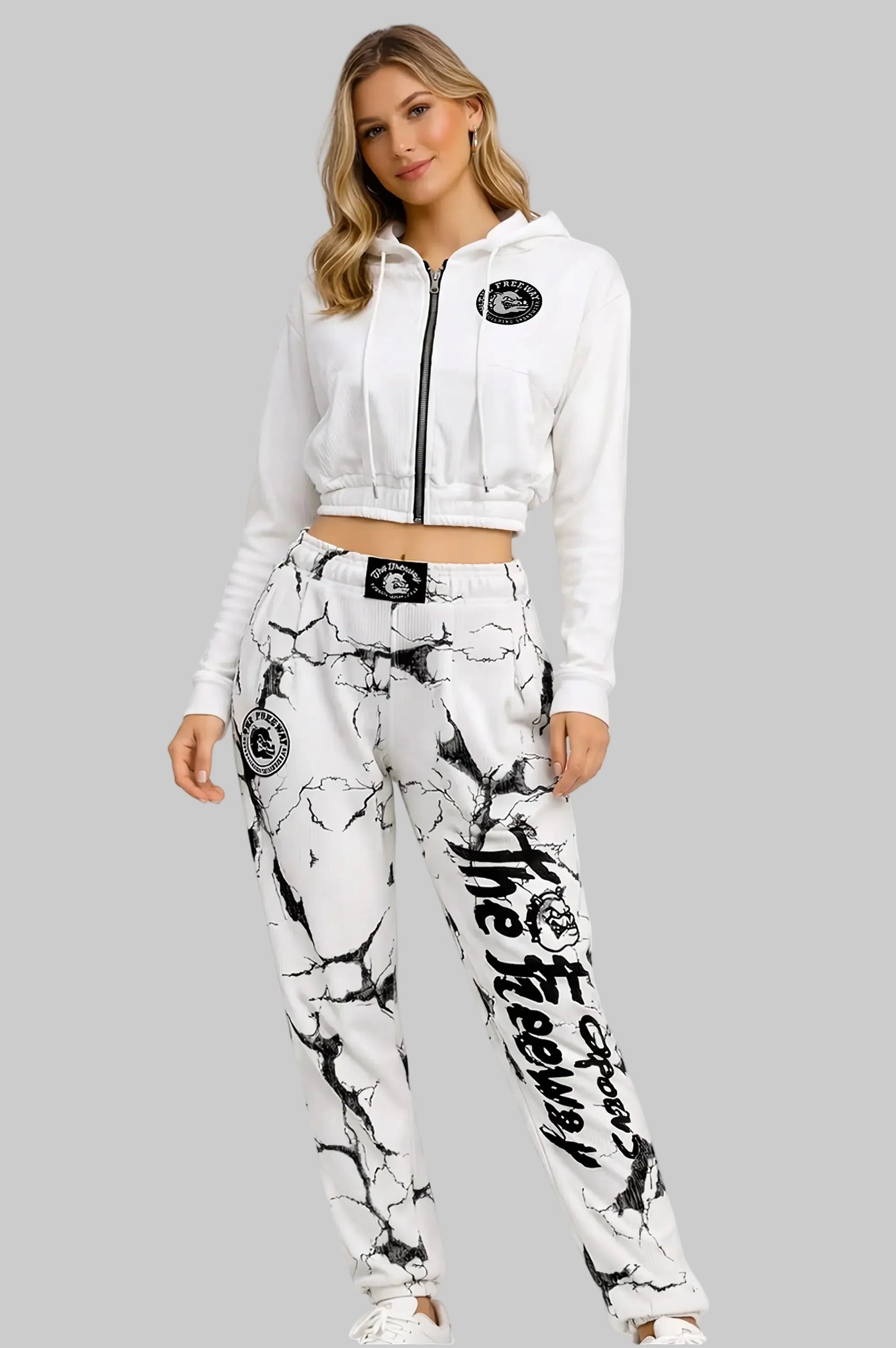 Pantaloni Allenamento Bodybuilding Unisex Bianco Marmorizzato - Art.252
