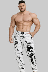 Pantaloni Allenamento Bodybuilding Unisex Bianco Marmorizzato - Art.252