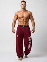 Pantaloni Allenamento Bodybuilding Rosso/Righe Nere Unisex Art.253