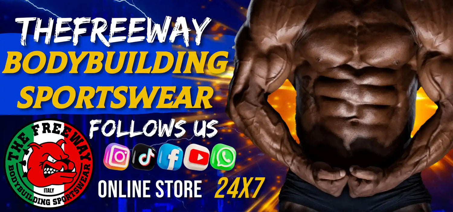 Annuncio di abbigliamento sportivo per il bodybuilding.
