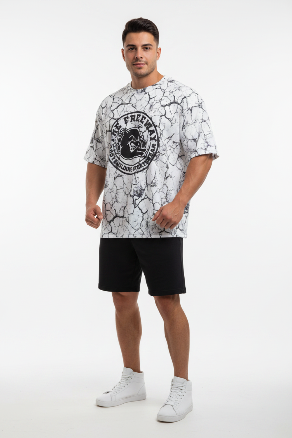 Bodybuilding Rag Top Stondata unisex - Marmorizzato Bianco - Art. 2272