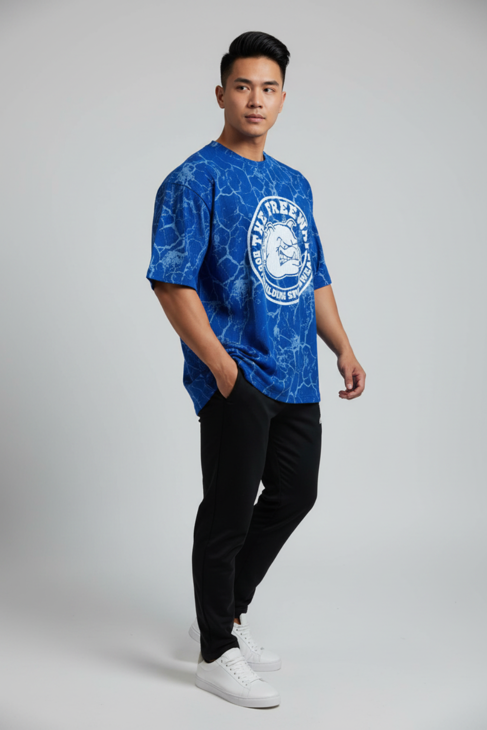 Bodybuilding Rag Top Stondata - Marmorizzato Royal Blu - Art. 2272