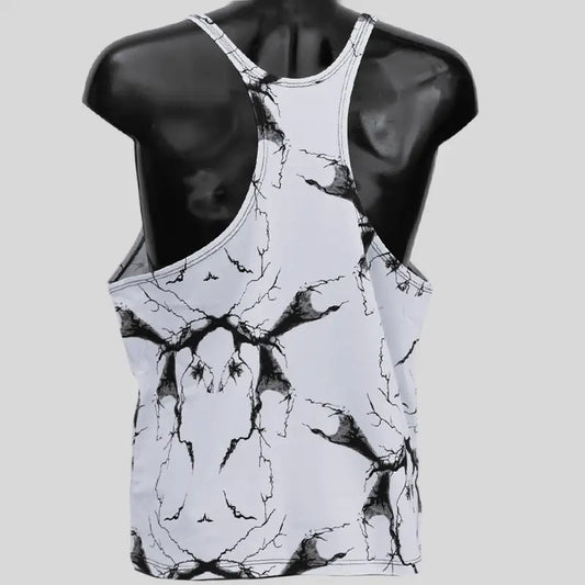 Canotta Big Gym Tank Top Vogatore - Bianco Marmorizzato - Art. 2221 🏋️‍♂️ - Big Gym Tank Top Vogatora