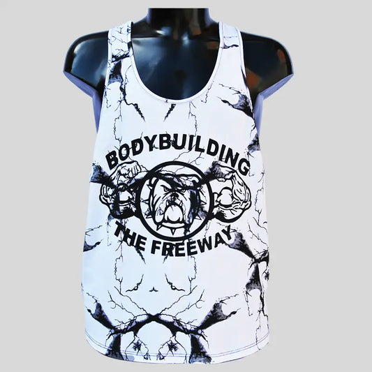 Canotta Big Gym Tank Top Vogatore - Bianco Marmorizzato - Art. 2221 🏋️‍♂️ - Big Gym Tank Top Vogatora