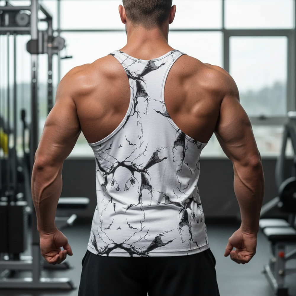 Canotta Big Gym Tank Top Vogatore - Bianco Marmorizzato - Art. 2221 