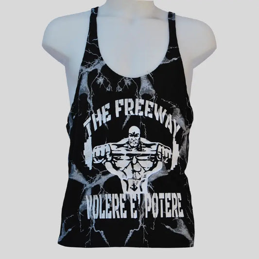 Canotta Big Gym Tank Top Vogatore Nero Marmorizzato - Art. 2221 🏋️‍♂️ - S / Marmorizzato Nero / Cotone 95% , Elastan 5%