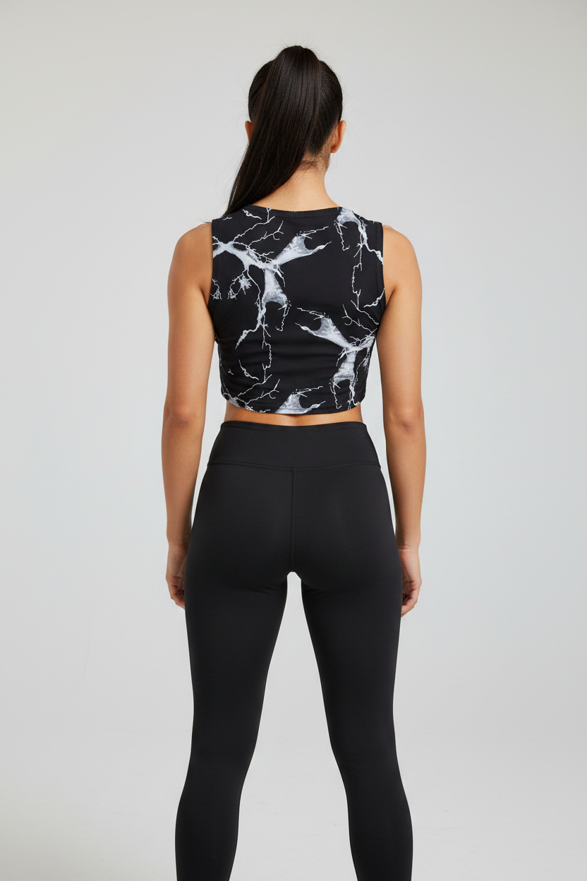 Canotta Rag Top Donna Marmorizzato Nero - Art.6042
