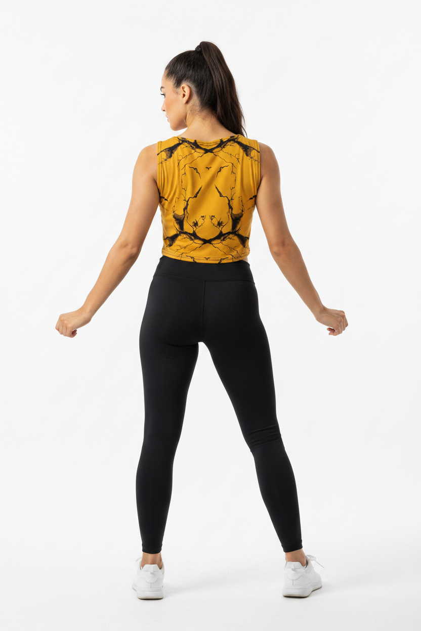 Canotta Rag Top Donna Marmorizzato Senape - Art.6042