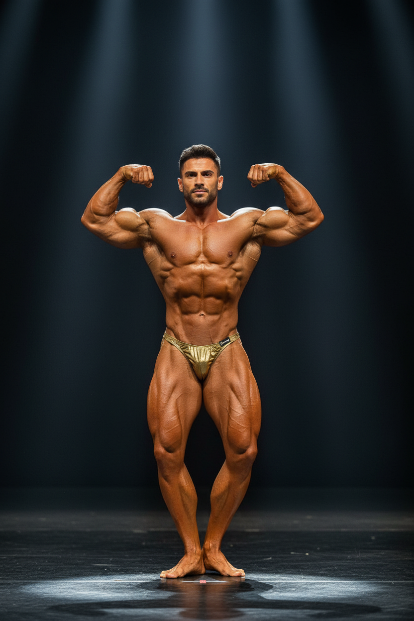 Thefreeway DN109 gold and black laminated competition bodybuilding posing trunks, rear product view