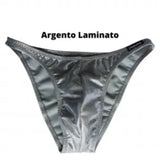 Costume bodybuilding da competizione argento laminato Thefreeway Art. DN109 in Lycra, vista frontale