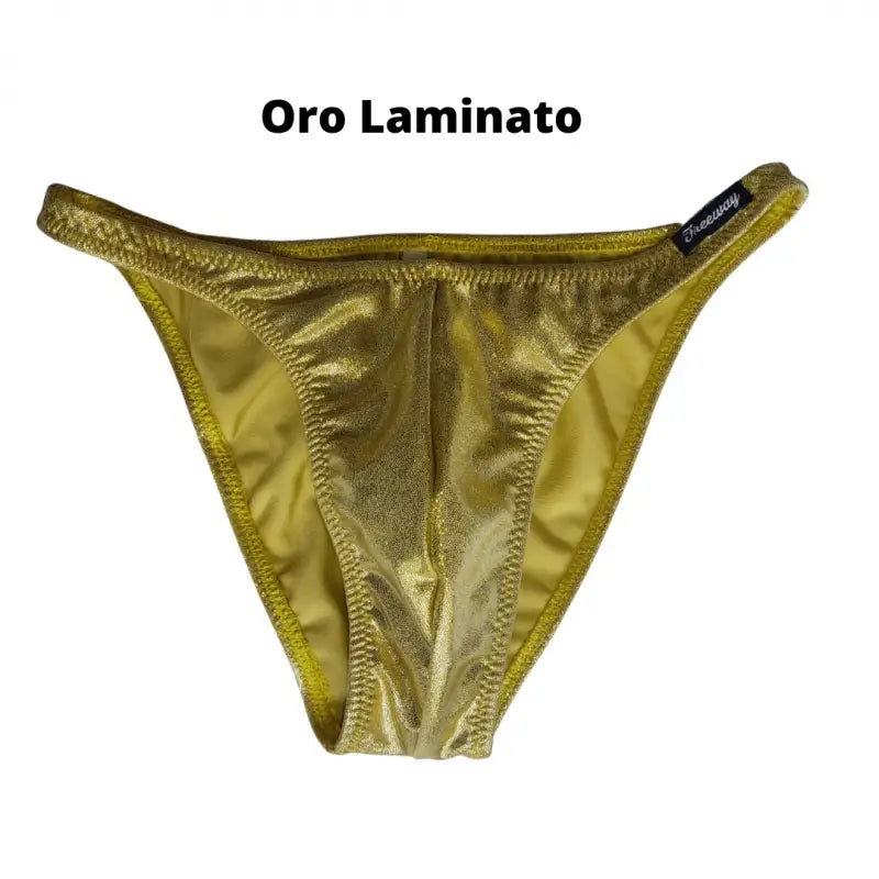 Costume bodybuilding da competizione oro laminato Thefreeway Art. DN109 in Lycra, vista frontale