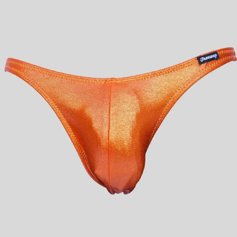 Costume bodybuilding Pro da competizione arancio laminato Thefreeway Art. DN108 in Lycra, vista frontale