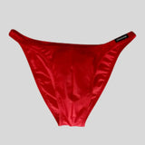 Costume bodybuilding da competizione rosso tinta unita Thefreeway Art. DN107 in Lycra, vista frontale