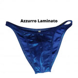 Costume bodybuilding da competizione royal blu laminato Thefreeway Art. DN109 in Lycra, vista frontale