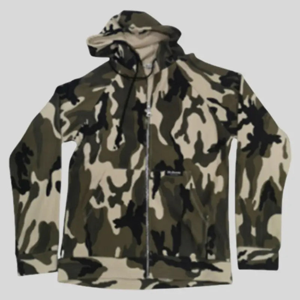 Giacca bodybuilding mimetica Thefreeway con zip frontale e cappuccio