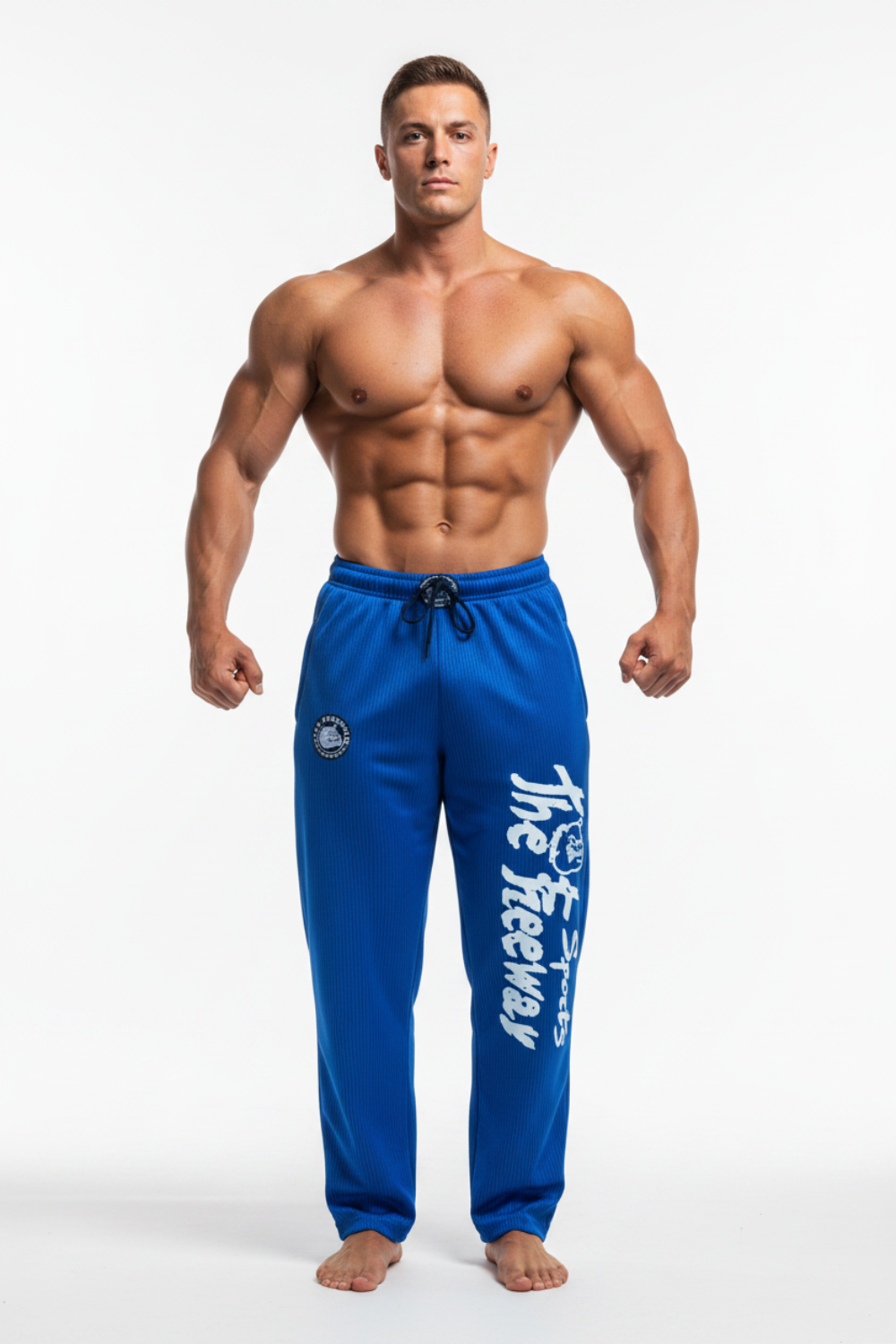 Pantaloni Allenamento Bodybuilding Azzurro/Riga Nera Unisex Art.254