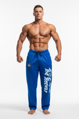Pantaloni Allenamento Bodybuilding Azzurro/Riga Nera Unisex Art.254