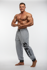 Pantaloni Allenamento Bodybuilding Bianco/Righe Nere Unisex Art.254