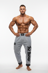 Pantaloni Allenamento Bodybuilding Bianco/Righe Nere Unisex Art.254