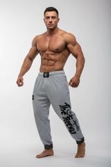 Pantaloni Allenamento Bodybuilding Bianco/Righe Nere Unisex Art.254