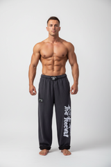 Pantaloni Allenamento Bodybuilding Grigio/Righe Nere Unisex Art.254
