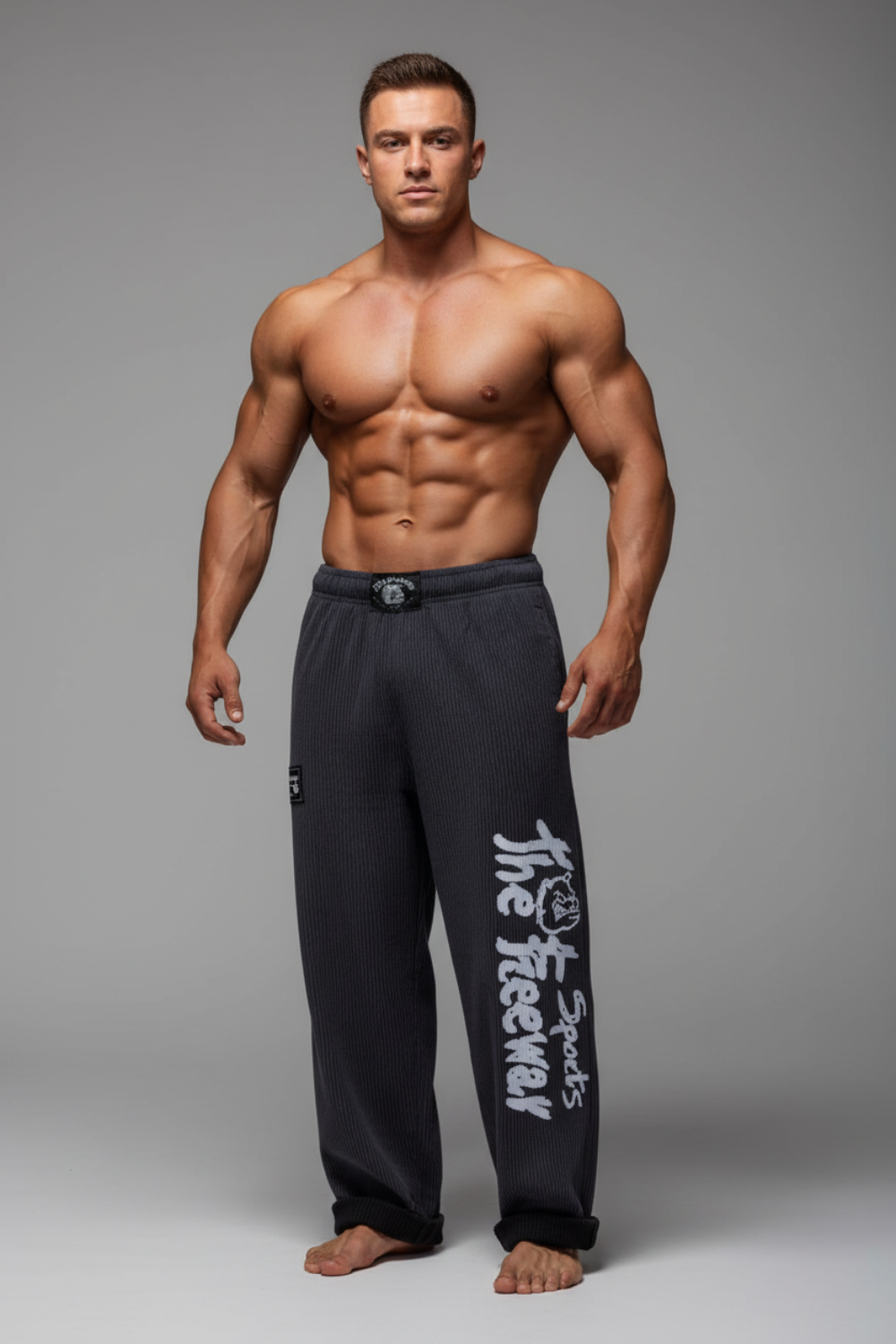 Pantaloni Allenamento Bodybuilding Grigio/Righe Nere Unisex Art.254