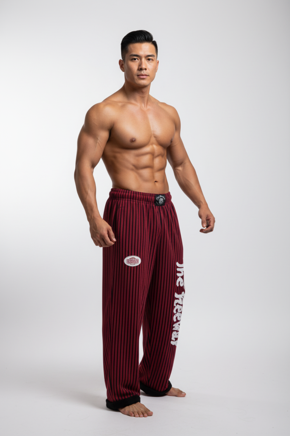 Pantaloni Allenamento Bodybuilding Rosso/Righe Nere Unisex Art.253