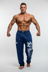 Pantaloni Allenamento Bodybuilding Royal/Righe Nere Unisex Art.253