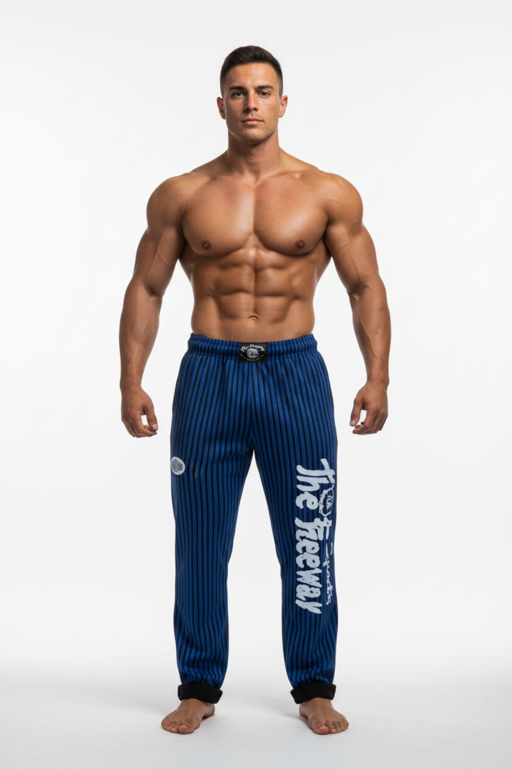 Pantaloni Allenamento Bodybuilding Royal/Righe Nere Unisex Art.253