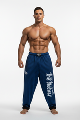Pantaloni Allenamento Bodybuilding Royal/Righe Nere Unisex Art.253