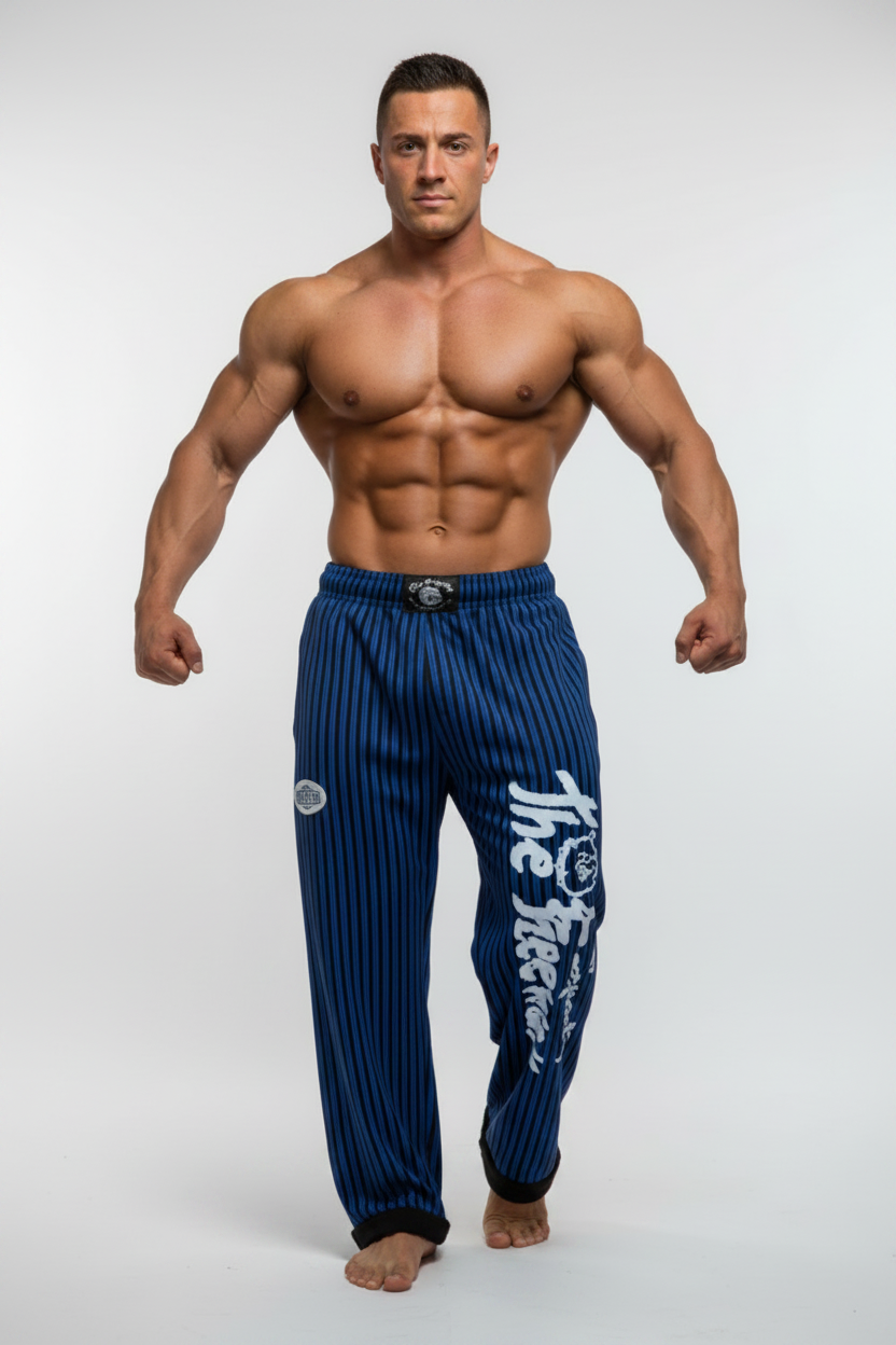 Pantaloni Allenamento Bodybuilding Royal/Righe Nere Unisex Art.253