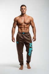 Pantaloni Allenamento Bodybuilding Senape/Righe Nere Unisex Art.253