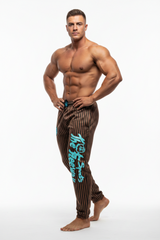 Pantaloni Allenamento Bodybuilding Senape/Righe Nere Unisex Art.253