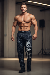 Pantaloni Allenamento Bodybuilding Unisex Nero Marmorizzato - Art.252