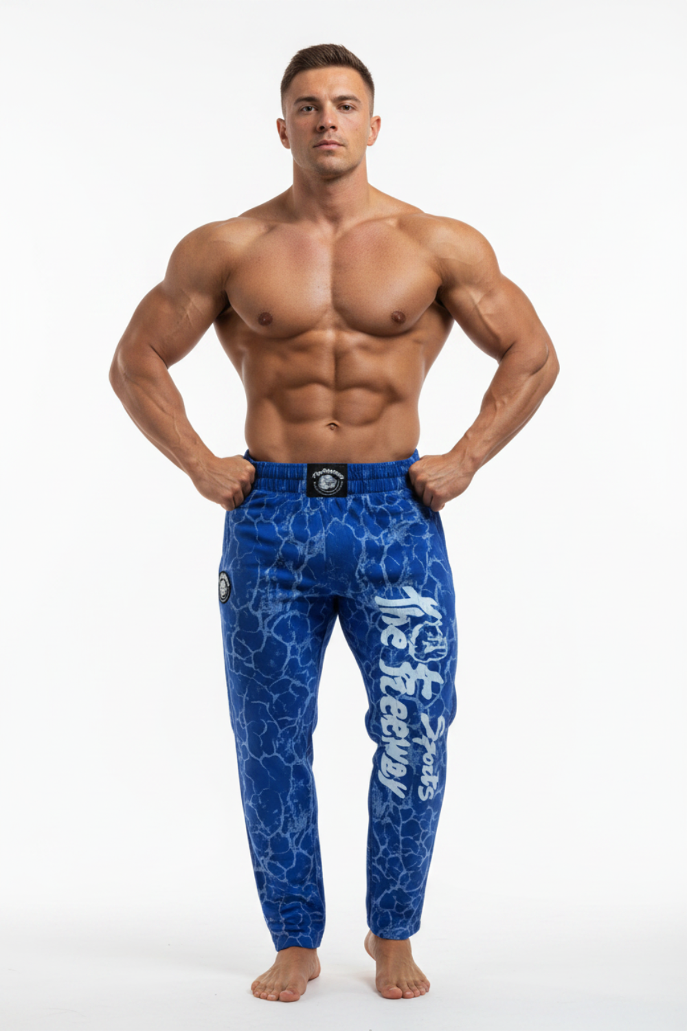 Pantaloni Allenamento Bodybuilding Unisex Royal Blu Marmorizzato - Art.252
