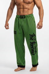 Pantaloni Allenamento Bodybuilding Verde-Fluo/Righe Nere Unisex Art.253