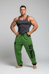 Pantaloni Allenamento Bodybuilding Verde-Fluo/Righe Nere Unisex Art.253