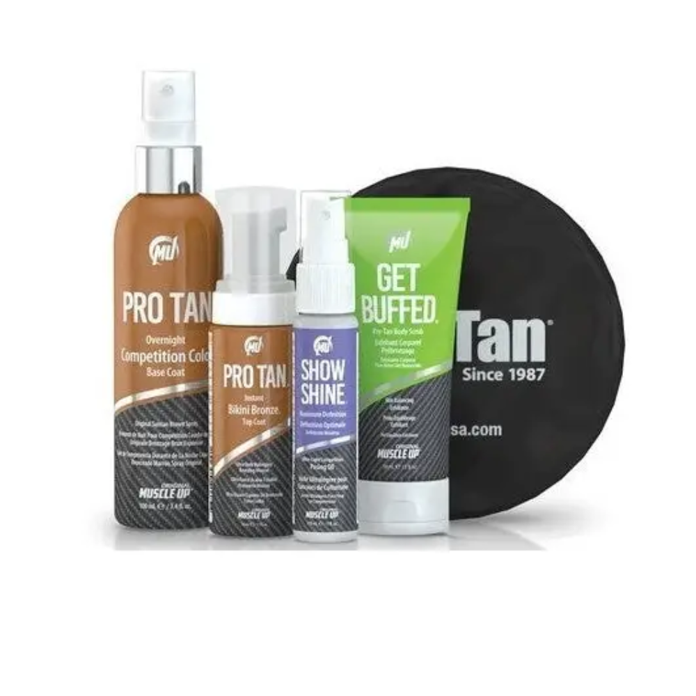 ProTan Competition Single Show Colour Mini Kit per gare di bodybuilding con prodotti abbronzanti e applicatore